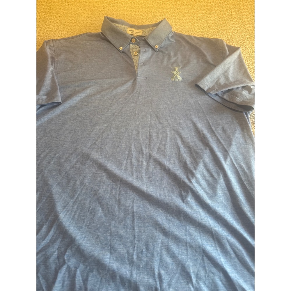 Peter Millar Summer Comfort Polo Shirt Blue TX Whiskey Embroidery XL Mens Top